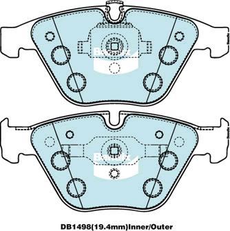 Bendix-AU DB1498 GCT - Тормозные колодки, дисковые, комплект autospares.lv