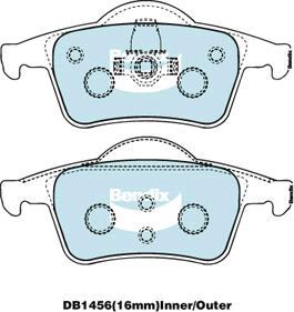 Bendix-AU DB1456 GCT - Тормозные колодки, дисковые, комплект autospares.lv