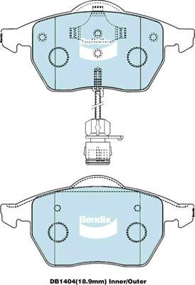 Bendix-AU DB1404 EURO+ - Тормозные колодки, дисковые, комплект autospares.lv