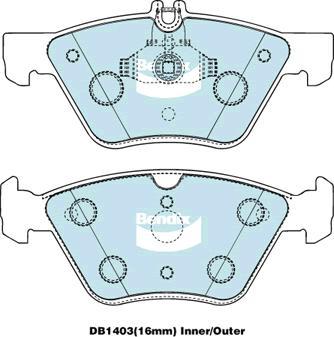 Bendix-AU DB1403 EURO+ - Тормозные колодки, дисковые, комплект autospares.lv