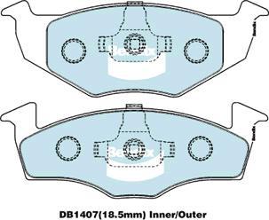 Bendix-AU DB1407 EURO+ - Тормозные колодки, дисковые, комплект autospares.lv