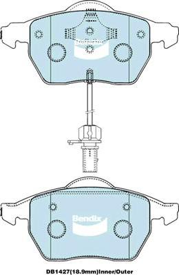 Bendix-AU DB1427 EURO+ - Тормозные колодки, дисковые, комплект autospares.lv