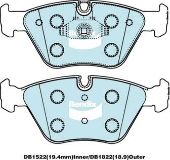 Bendix-AU DB1522 EURO+ - Тормозные колодки, дисковые, комплект autospares.lv