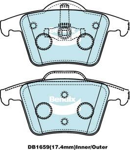 Bendix-AU DB1659 EURO+ - Тормозные колодки, дисковые, комплект autospares.lv