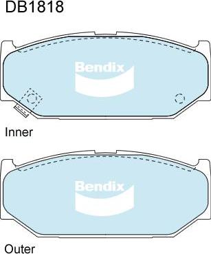 Bendix-AU DB1818 GCT - Тормозные колодки, дисковые, комплект autospares.lv