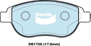 Bendix-AU DB1758 EURO+ - Тормозные колодки, дисковые, комплект autospares.lv