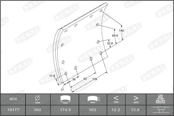 Beral 1917716006016498 - Комплект тормозных башмаков, барабанные тормоза autospares.lv