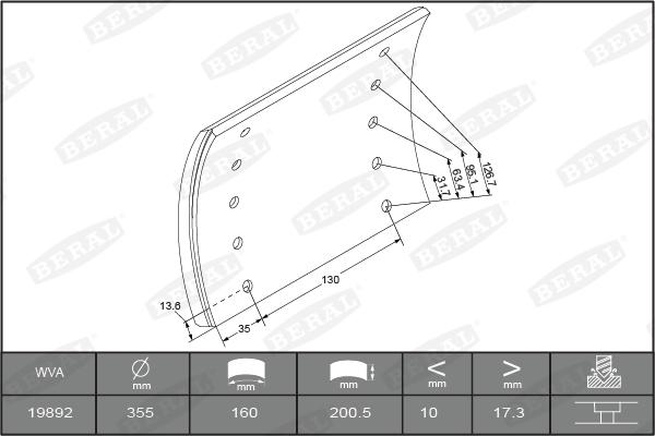 Beral 1989218000015416 - Комплект тормозных башмаков, барабанные тормоза autospares.lv