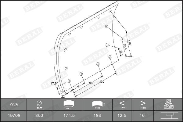 Beral 1970816250016495 - Комплект тормозных башмаков, барабанные тормоза autospares.lv