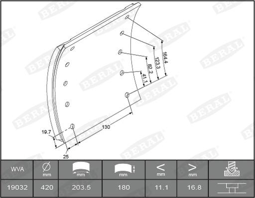 Beral KBL19032.3-1517 - Комплект тормозных башмаков, барабанные тормоза autospares.lv