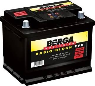 BERGA 5605000567902 - Стартерная аккумуляторная батарея, АКБ autospares.lv