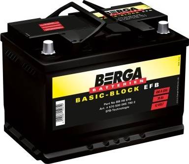 BERGA 5705000657902 - Стартерная аккумуляторная батарея, АКБ autospares.lv