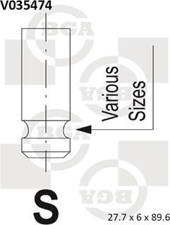 BGA V035474 - Впускной клапан autospares.lv