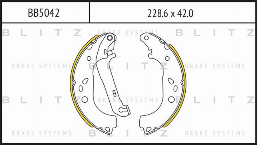 Blitz BB5042 - Комплект тормозных колодок, барабанные autospares.lv