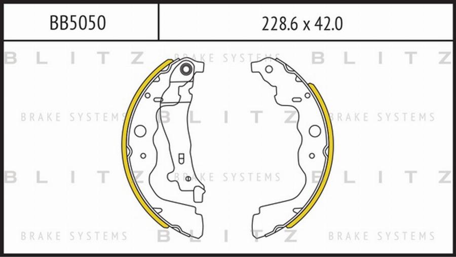 Blitz BB5050 - Комплект тормозных колодок, барабанные autospares.lv