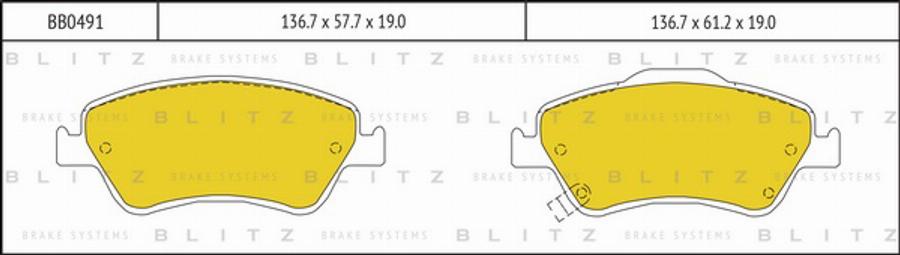 Blitz BB0491 - Тормозные колодки, дисковые, комплект autospares.lv