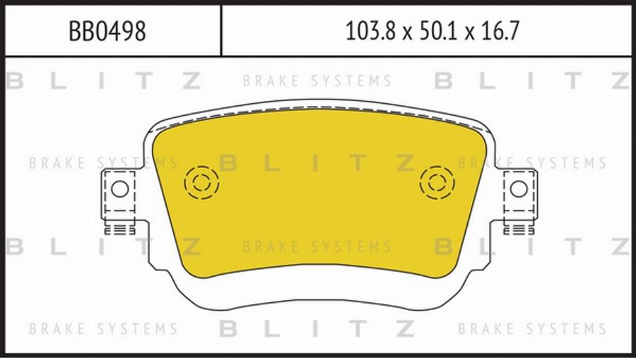 Blitz BB0498 - Тормозные колодки, дисковые, комплект autospares.lv