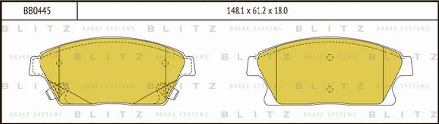 Blitz BB0445 - Тормозные колодки, дисковые, комплект autospares.lv