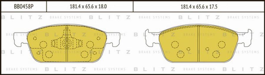 Blitz BB0458P - Тормозные колодки, дисковые, комплект autospares.lv