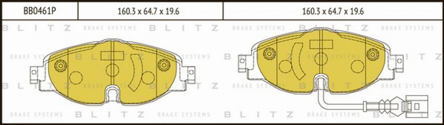 Blitz BB0461P - Тормозные колодки, дисковые, комплект autospares.lv