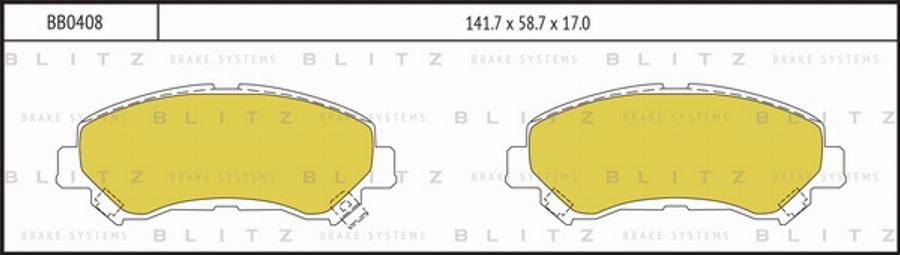 Blitz BB0408 - Тормозные колодки, дисковые, комплект autospares.lv