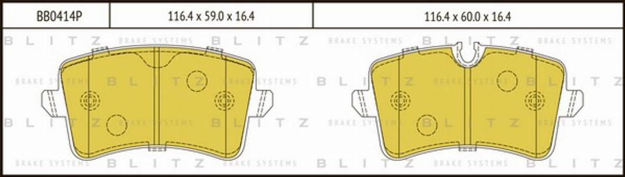 Blitz BB0414P - Тормозные колодки, дисковые, комплект autospares.lv