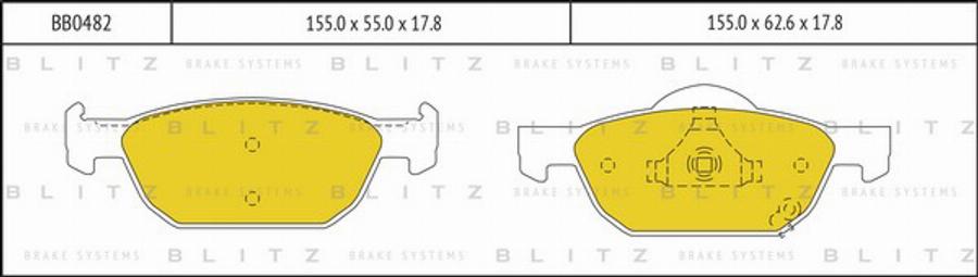 Blitz BB0482 - Тормозные колодки, дисковые, комплект autospares.lv