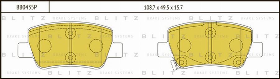 Blitz BB0435P - Тормозные колодки, дисковые, комплект autospares.lv