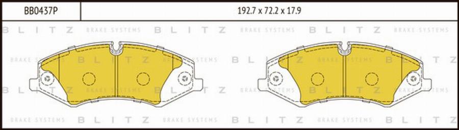 Blitz BB0437P - Тормозные колодки, дисковые, комплект autospares.lv