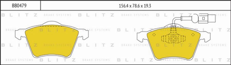 Blitz BB0479 - Тормозные колодки, дисковые, комплект autospares.lv