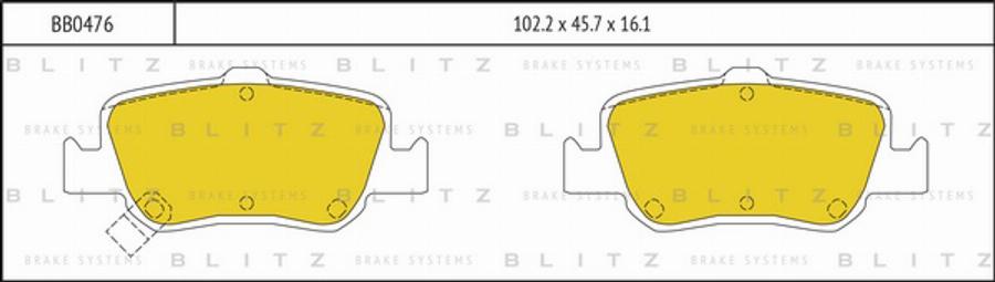 Blitz BB0476 - Тормозные колодки, дисковые, комплект autospares.lv