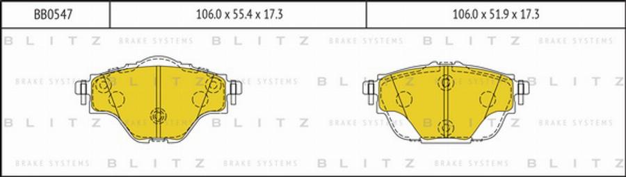 Blitz BB0547 - Тормозные колодки, дисковые, комплект autospares.lv