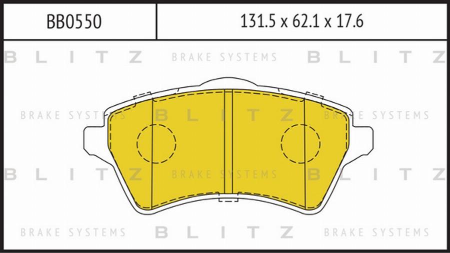 Blitz BB0550 - Тормозные колодки, дисковые, комплект autospares.lv