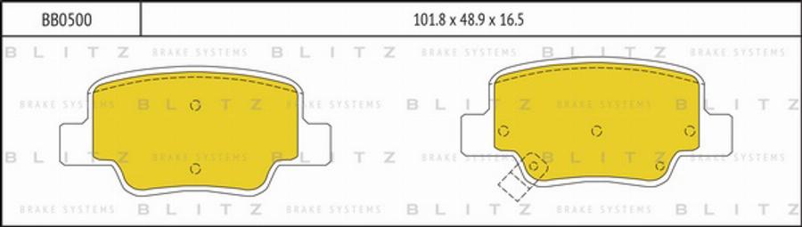 Blitz BB0500 - Тормозные колодки, дисковые, комплект autospares.lv