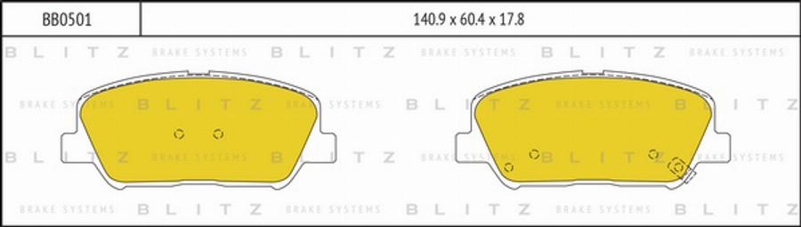 Blitz BB0501 - Тормозные колодки, дисковые, комплект autospares.lv