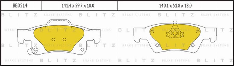 Blitz BB0514 - Тормозные колодки, дисковые, комплект autospares.lv