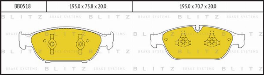 Blitz BB0518 - Тормозные колодки, дисковые, комплект autospares.lv