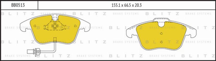 Blitz BB0513 - Тормозные колодки, дисковые, комплект autospares.lv