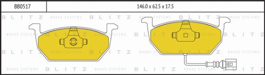 Blitz BB0517 - Тормозные колодки, дисковые, комплект autospares.lv