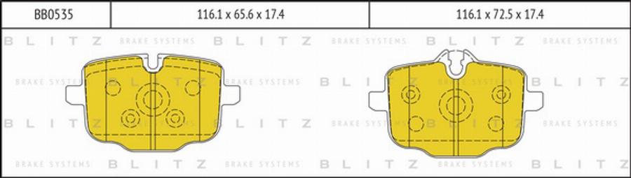 Blitz BB0535 - Тормозные колодки, дисковые, комплект autospares.lv