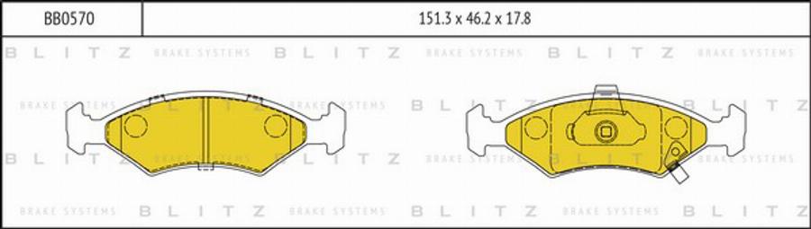 Blitz BB0570 - Тормозные колодки, дисковые, комплект autospares.lv