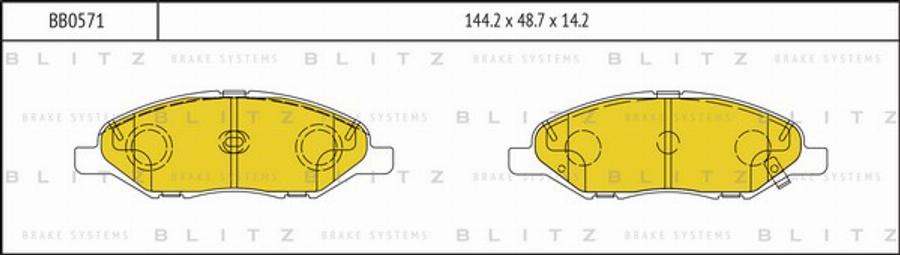 Blitz BB0571 - Тормозные колодки, дисковые, комплект autospares.lv