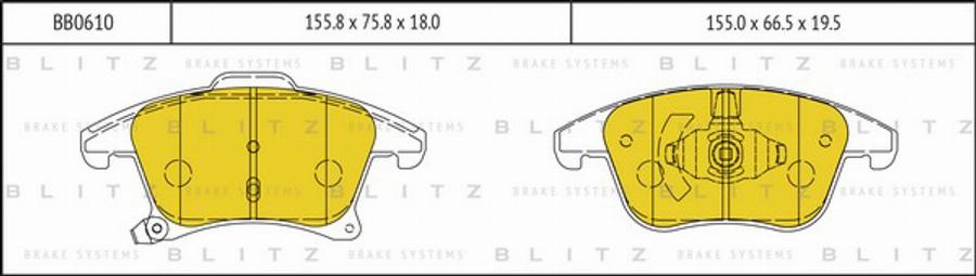 Blitz BB0610 - Тормозные колодки, дисковые, комплект autospares.lv