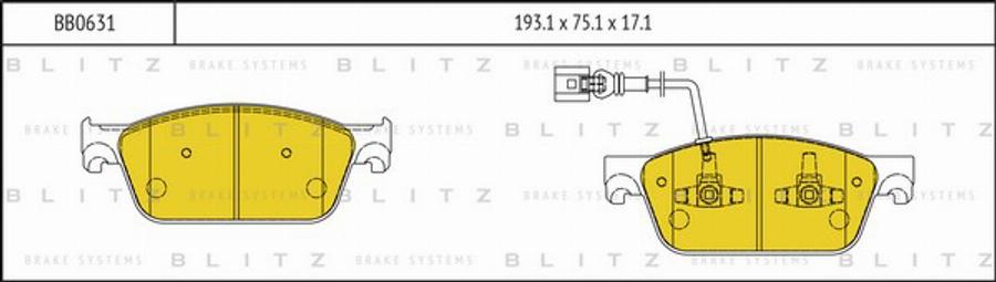 Blitz BB0631 - Тормозные колодки, дисковые, комплект autospares.lv