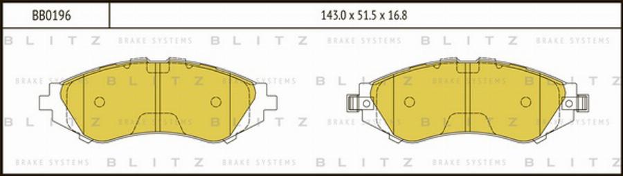 Blitz BB0196 - Тормозные колодки, дисковые, комплект autospares.lv