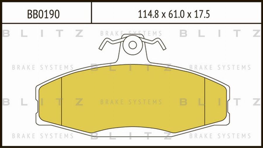 Blitz BB0190 - Тормозные колодки, дисковые, комплект autospares.lv