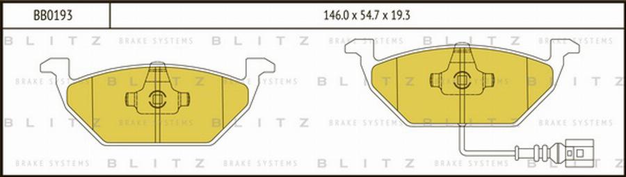 Blitz BB0193 - Тормозные колодки, дисковые, комплект autospares.lv