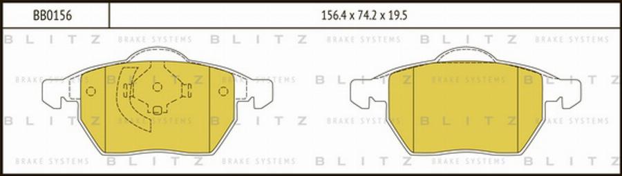 Blitz BB0156 - Тормозные колодки, дисковые, комплект autospares.lv