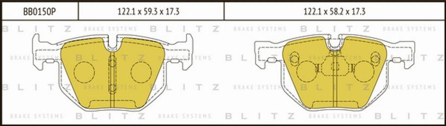 Blitz BB0150P - Тормозные колодки, дисковые, комплект autospares.lv