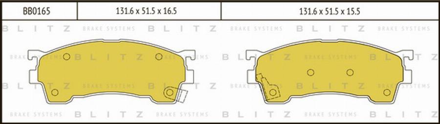 Blitz BB0165 - Тормозные колодки, дисковые, комплект autospares.lv